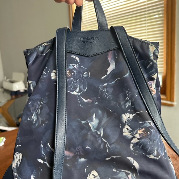 Simply Vera Wang Blue Floral Multi Pocket Bookbag - Picture 1 of 16